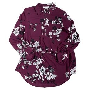 RICKI’s Blouse Tunic with Waist Cinch String Flower Print Size 6